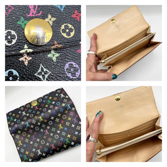Louis Vuitton Takashi Murakami Black Multicolor Sarah Long Wallet Authentic 2007 - Picture 13 of 17